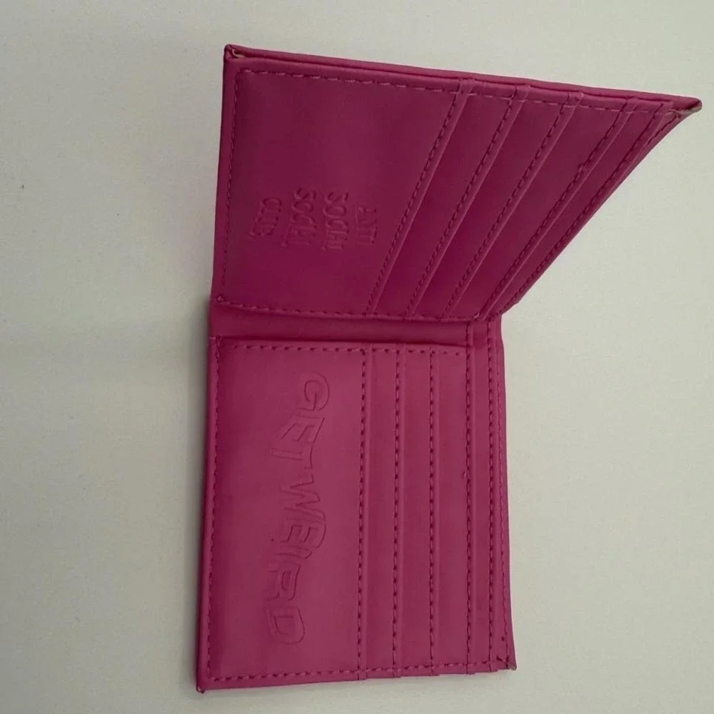 Anti‎ Social Social Club Wallet Mens OS Pink Excellent Get Weird Bifold Leather